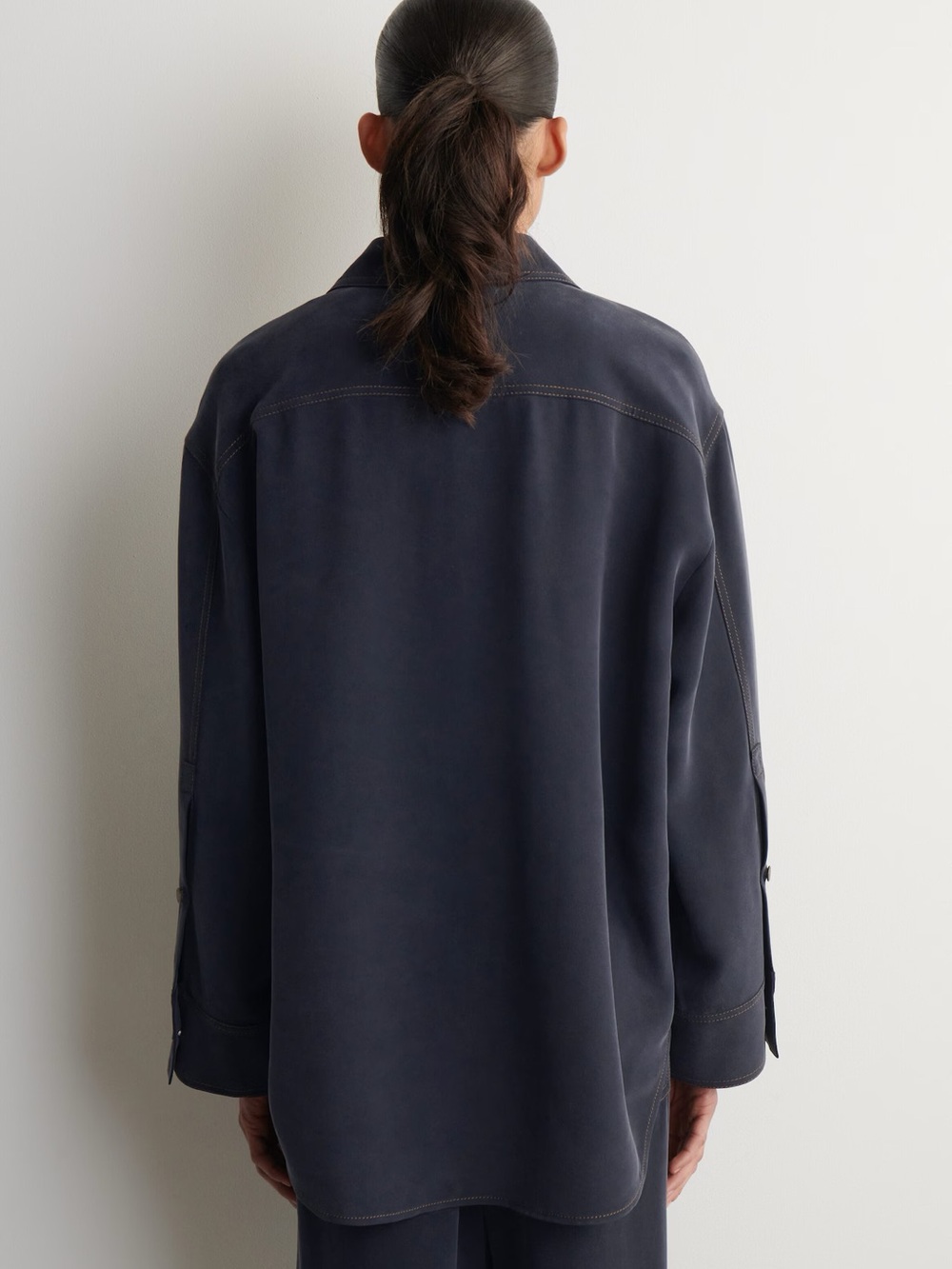NWT COS (size 4) DENIM-EFFECT SILK SHIRT - Picture 4 of 13